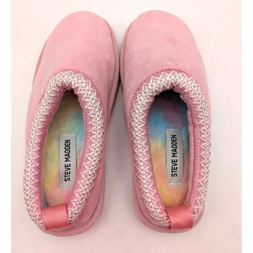 Steve Madden Jordy Faux Fur Lined Slipper Shoes Kids' Pink Size US5M EU37